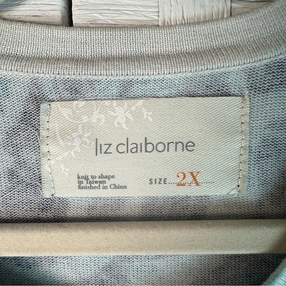 Liz Claiborne navy light, blue white cardigan, snap closure, spring plus size - Picture 5 of 10